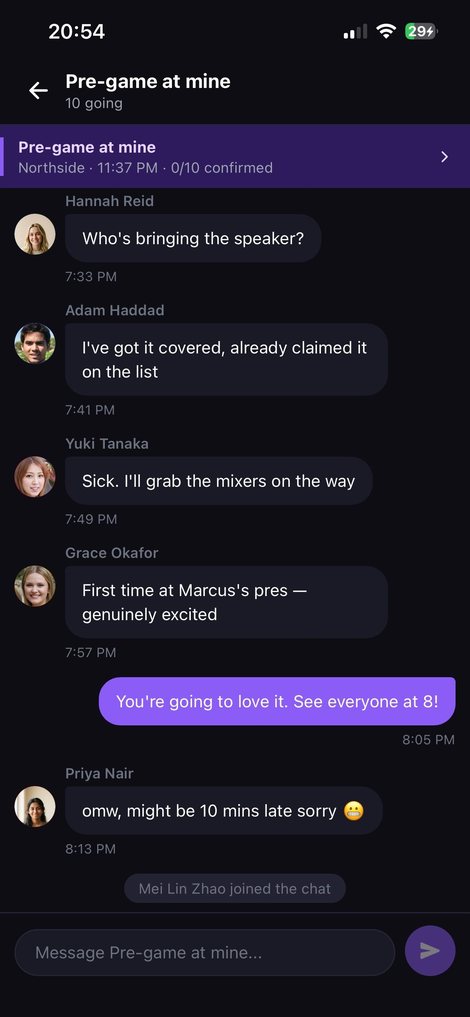 Event chat screen